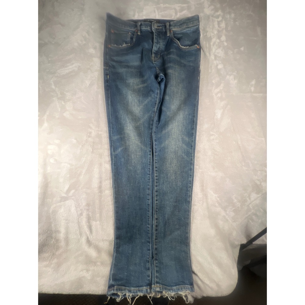 Purple Brand P002-30 Slim Tapered Distressed Jeans Medium Indigo Blue 30x32
